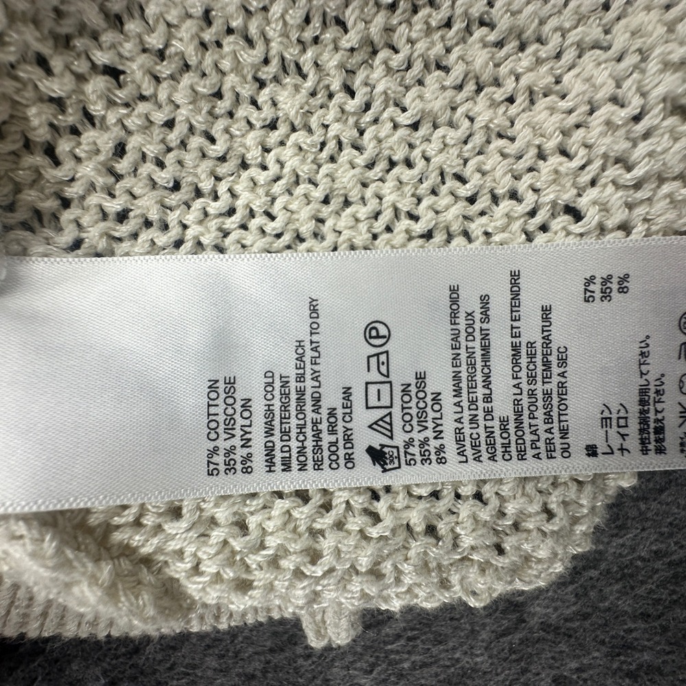 Tommy Bahama Womens Ivory V-Neck Crochet Knit Sharkbite Hem Tunic Sweater Size M - Picture 5 of 9